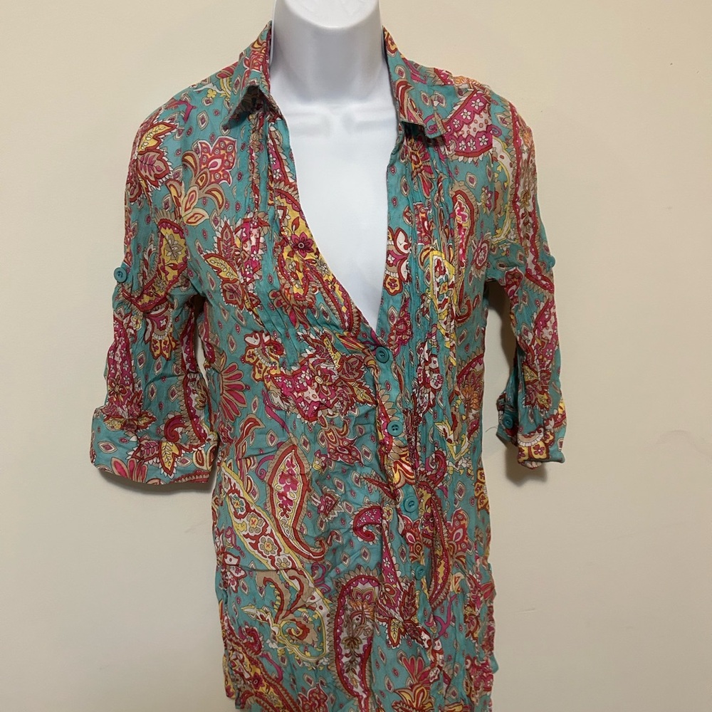 Colorful Paisley Button-Up Shirt